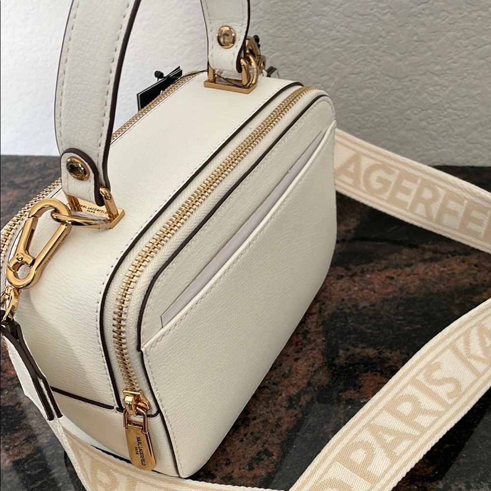 Karl Lagerfeld Cream and Pink Floral Crossbody Bag - Picture 8 of 8